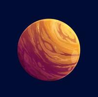 Cartoon orange space planet, fantasy galaxy game vector