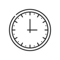 Clock timer outline icon, watch face dial hands vector