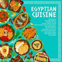 Egyptian cuisine restaurant meals menu cover page vector