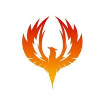 Phoenix bird rising wings with fire flames vector