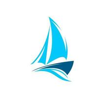 Yachting club, sailing sport and sea travel icon vector