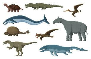 píxel dinosaurio caracteres, 8 poco o píxel Arte dino vector