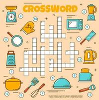 Kitchenware and utensil crossword grid vector