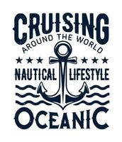 Ocean cruising, nautical lifestyle, ship anchor vector