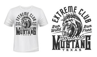 T-shirt print, mustang horse head, extreme club vector