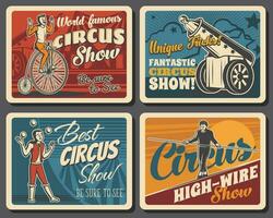 Circus funfair carnival show, retro vector