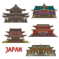 Japanese landmarks, Buddhist temples and shrines vector