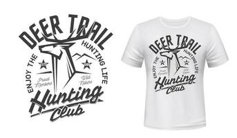 Deer hunt t-shirt print mockup hunting club emblem vector