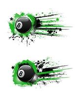 Billiards ball banners, pool snooker championship vector