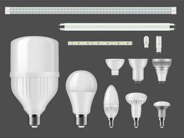 LED bulbo lámparas, tubos y ligero tiras vector