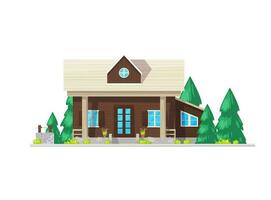 Residential house with wood plank facade, home vector