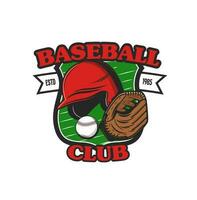 Baseball sport club icon with helmet and glove vector