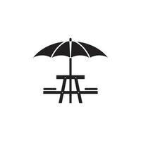 umbrella with picnic table icon vector