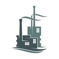 Industrial factory, energy plant or refinery icon vector