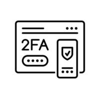 2FA icon, two factor verification secure password vector