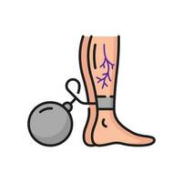 Varicose veins, chains with dumbbell, hard in legs vector