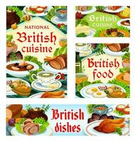 Britain cuisine, English food vector dishes set