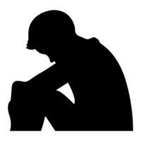 sad man icon, fatigue and pain illustration, stickman in depression, stick  figure human silhouette Stock Vector