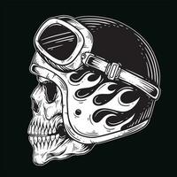 Dark art Skull Rider Man Face bikers retro Vintage Tattoo Helmet Motorcycle custom illustration vector