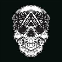 oscuro Arte cráneo gángster tatuaje Clásico gangsta vestir mano dibujo estilo ilustración vector