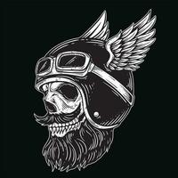 oscuro Arte cráneo jinete hombre cara ciclistas retro Clásico tatuaje casco motocicleta personalizado ilustración vector