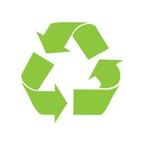 The universal recycling symbol. International symbol used on packaging to remind people to dispose of it in a bin instead of littering. Icon isolated on white background. Vector illustration.