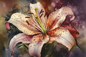 a watercolor painting of a single flower, adding texture and detail to capture its unique characteristics, such as the delicate petals of a rose or the intricate stamen of a lily, generate ai photo