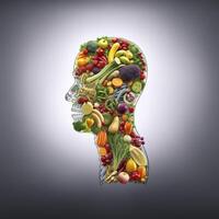 Fresco comida en humano cuerpo , nutrición para humano , generativo ai foto