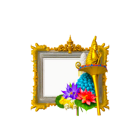 golden Rahmen mit Blume ai generativ png