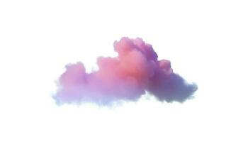 3d render, glowing colorful soft cloud isolated on white background. Fluffy cumulus atmosphere phenomenon. Realistic sky clip art element, generate ai photo