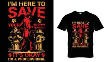 firefighter t-shirt design, firetruck t-shirt design vector