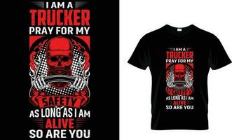 trucker t-shirt design vector