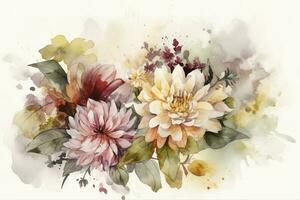 Watercolor illustration of flower, generate ai photo