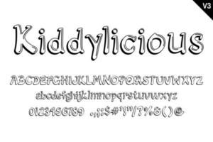 Handcrafted Kiddylicious Letters. Color creative art typographic design vector