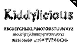 Handcrafted Kiddylicious Letters. Color creative art typographic design vector