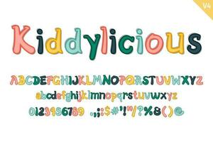 Handcrafted Kiddylicious Letters. Color creative art typographic design vector