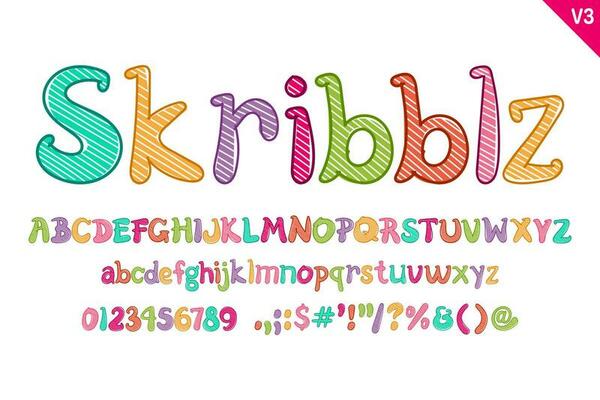 Handcrafted Skribblz Letters. Color creative art typographic design