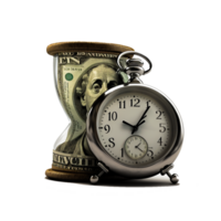 tempo valore di i soldi grafia finanza, il equilibrio di tempo e i soldi, volta, volte, Salva i soldi png generativo ai