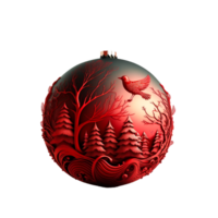 Weihnachten rot Ball dekoriert mit Winter Schneeflocken auf ein transparent Hintergrund ai generativ png