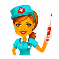 Female nurse holding injection png