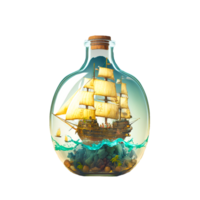 schip in een fles PNG ai generatief