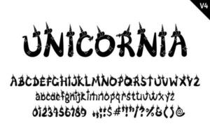 Handcrafted Unicornia Letters. Color Creative Art Typographic Design vector