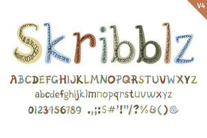 Handcrafted Skribblz Letters. Color creative art typographic design vector