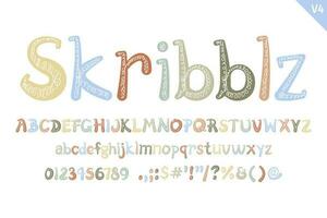 Handcrafted Skribblz Letters. Color creative art typographic design vector