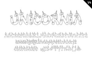 hecho a mano unicornio letras. color creativo Arte tipográfico diseño vector