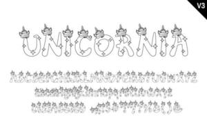 hecho a mano unicornio letras. color creativo Arte tipográfico diseño vector