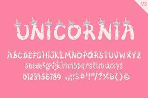Handcrafted Unicornia Letters. Color Creative Art Typographic Design vector