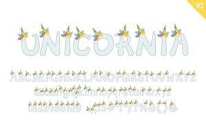 hecho a mano unicornio letras. color creativo Arte tipográfico diseño vector