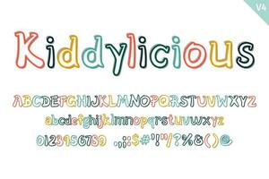 Handcrafted Kiddylicious Letters. Color creative art typographic design vector