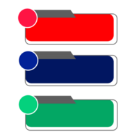 conjunto de texto cajas rojo azul y verde png